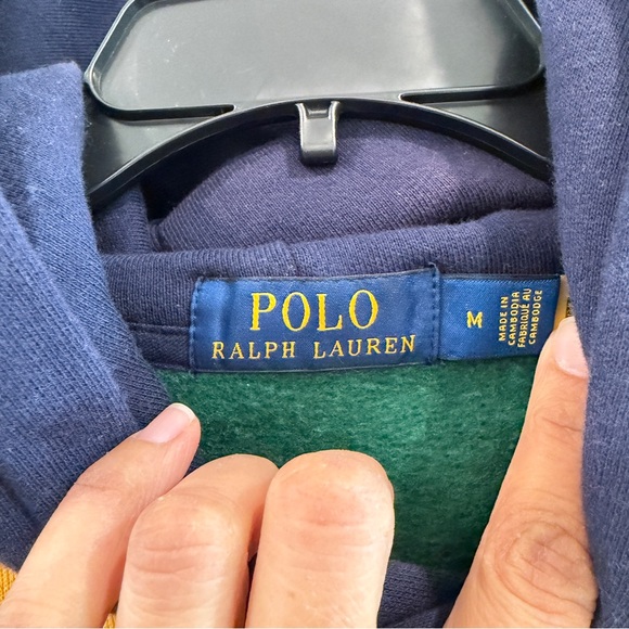 Polo Ralph Lauren Men's Multicolor Bold Striped Cotton Fleece Lined Hoodie sz M - Picture 8 of 15